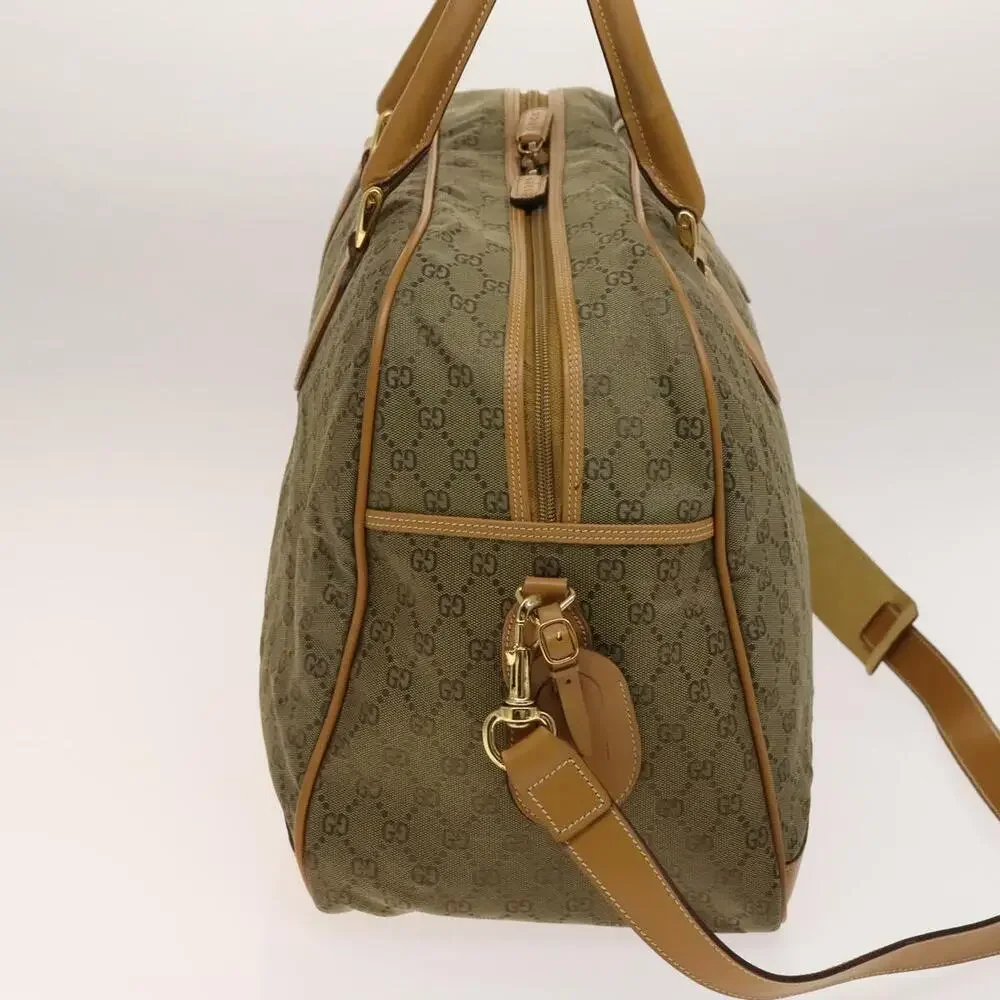 GUCCI GG Canvas Boston Bag Gold Beige